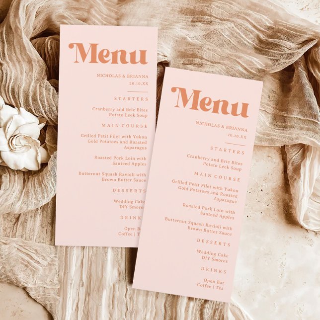 Menu Retro Peach e Cream Casamento (Criador carregado)