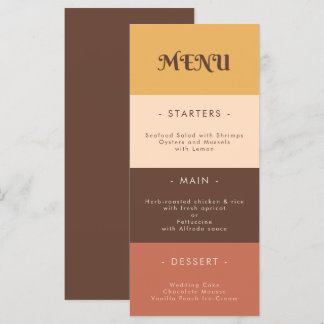 Menu Retro Stripes Anos setenta 60s 70s Casamento de Gr