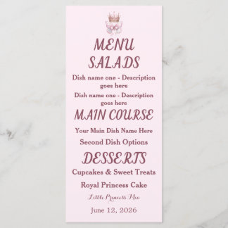 Menu Revestimento de Envelope Borboleta Coroa Princesa