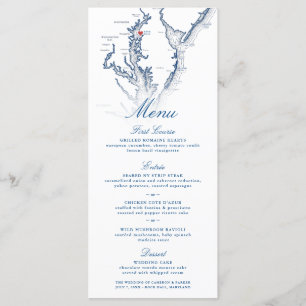 Menu Rock Hall Maryland Mapa Elegante Marinho Casamento