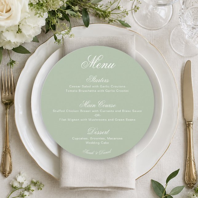 Menu Roda de Noiva em Verde Oliva com Caligrafia Simple (Criador carregado)