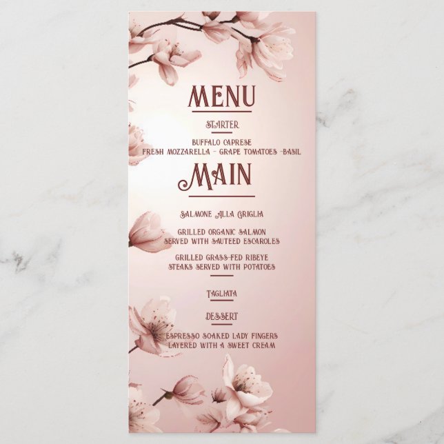 Menu Romance Brilhante: Um Tema De Casamento Floral De  (Frente)