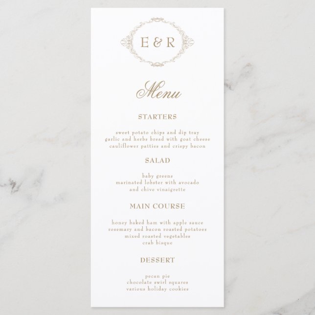 Menu Romantic Baroque Ornate Frame Wedding Invitation (Frente)