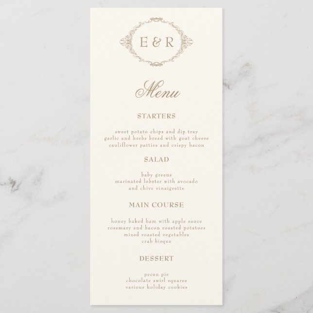 Menu Romantic Baroque Ornate Frame Wedding Invitation (Frente)