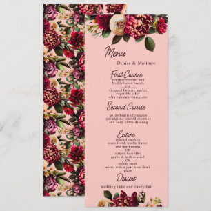 Menu Romântico crisântemo em cor-de-rosa
