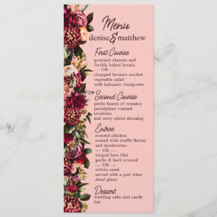 Menu Romântico crisântemo em cor-de-rosa