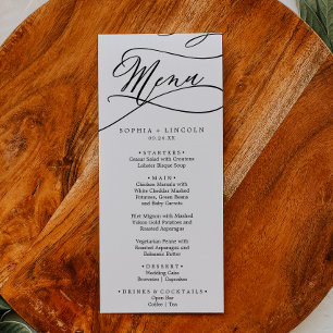 Menu romântico do comensal de casamento do