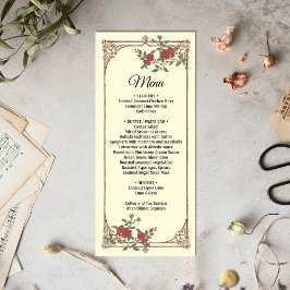 Menu Romântico medieval com casamento de quadro de made