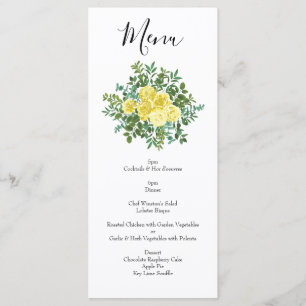 Menu Rosa Amarela Clara Casamento Vintage Primavera