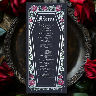 Menu Rosa Azul de Casamento Silver Gótico