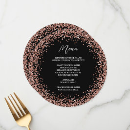 Menu Rosa circular preto brilhante Dourado