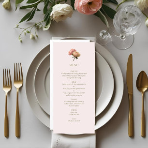 Menu Rosa Corado & Branco Rosa Floral Chic de Casamen
