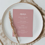 Menu Rosa de Dusty de Script Minimalista Moderno | Casa<br><div class="desc">Este elegante e minimalista cartão de cardápio apresenta a tipografia moderna da escrita e texto limpo,  sans serif para um simples e na moda poeirento rosa e design branco que você vai adorar.</div>