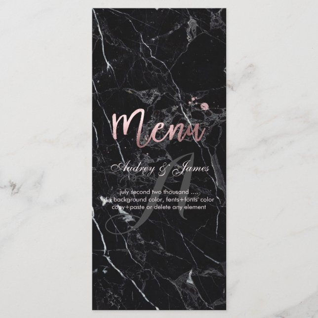 Menu Rosa de Faux PixDezines Dourado/Marble/Menu (Frente)