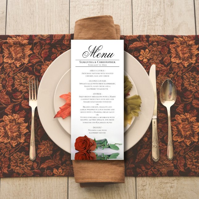 Menu Rosa de Laranja Elegante Reflexação Casamento (In Situ on Plate)