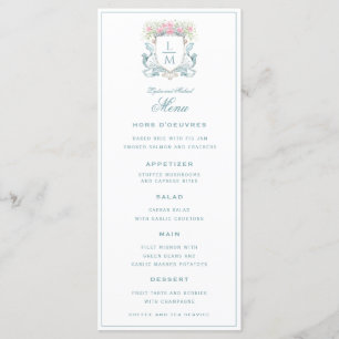 Menu Rosa de repouso elegante com Arco Casamento Mono