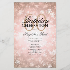 Menu Rosa do Programa de Aniversário do Winter 60