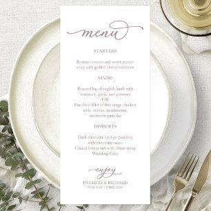 Menu Rosa Dourada Caligrafia Elegante
