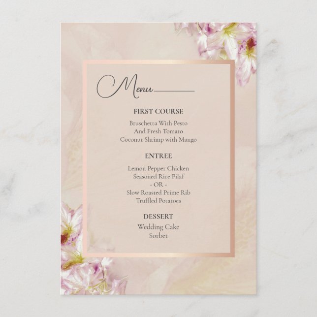 Menu Rosa Dourado Azalea Wedding (Frente)