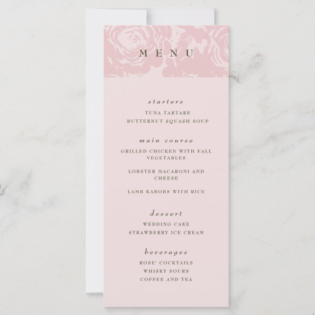 Menu rosa Dourado Bloom Wedding (Frente)