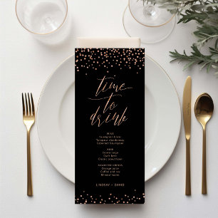 Menu Rosa dourado glitter tempo de faísca para beber pl