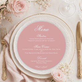 Menu Rosa Empoeirada Simples Círculo Caligrafia Casamen
