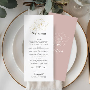 Menu Rosa empoeirado e branco   Chic Floral Wedding