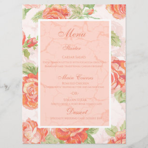 Menu Rosa floral laranja