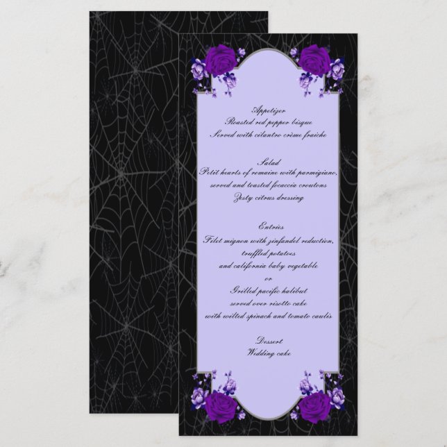Menu Rosa Floral Spiderweb Casamento outono (Frente/Verso)