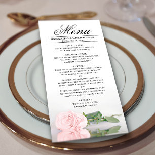Menu Rosa Rosa Rosa Esmagada Elegante com Casamento Ref