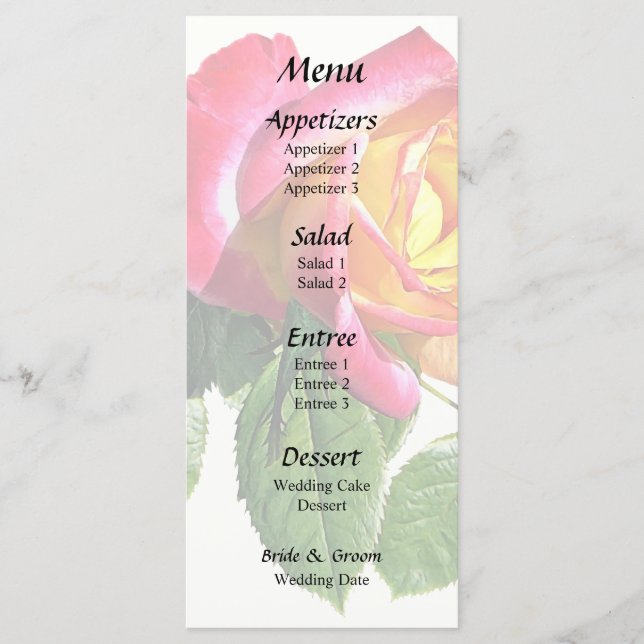 Menu Rosa vermelha com Ouro amarelo central (Frente)