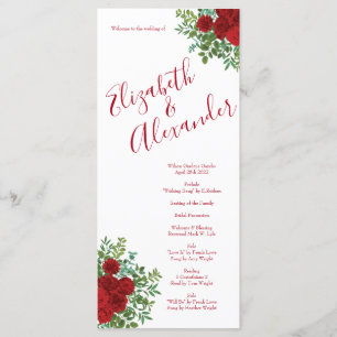 Menu Rosa vermelha Wedding