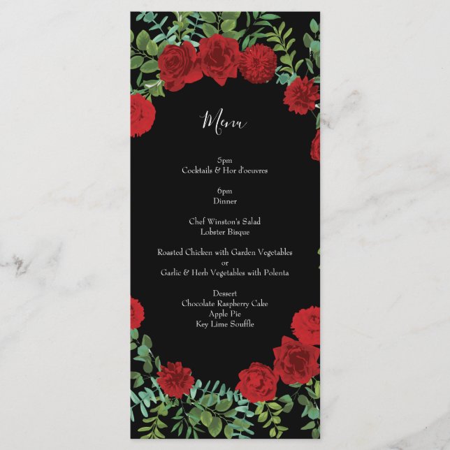 Menu Rosa vermelha Wedding (Frente)