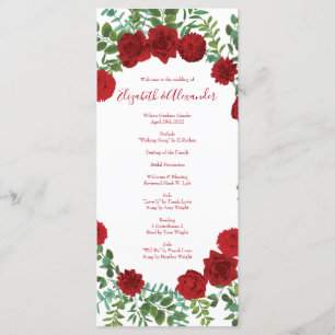 Menu Rosa vermelha Wedding
