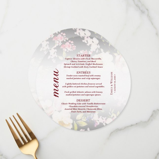 Menu Rosas Amarelas Cor-de-Água Rosa,borradas,desfocada (Frente/Verso In Situ)