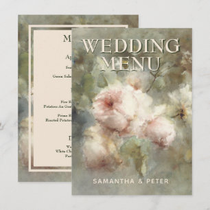 Menu Rosas Antiguos Elegantes, Floral de Molho Cor de
