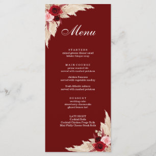 Menu Rosas Boho Borgonha e Grama das Pampas