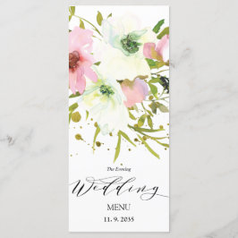 Menu Rosas brancas e embebidas em ouro