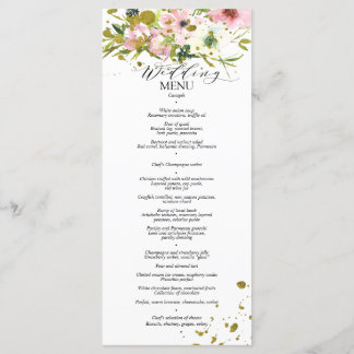 Menu Rosas brancas e pelúcias com palha de ouro