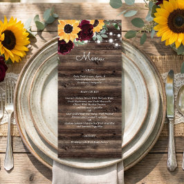 Menu Rosas Girassóis Rústicos Casamento