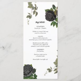 Menu Rosas Negras de Halloween Gótica Brancos de Casame