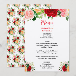 Menu Rosas Românticas FloraisRomânticas Vermelhas e Lar
