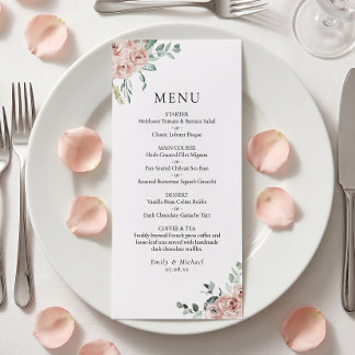 Menu Rosas Rosa Choque Casamento Romântico Plano