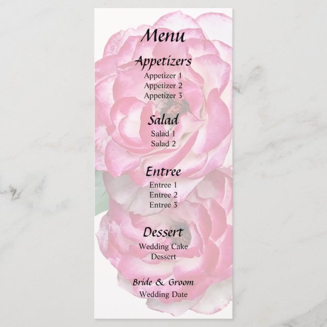 Menu Rosas Rosa e Branca (Frente)