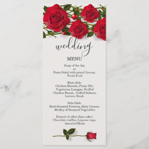 Menu Rosas vermelhas com corações que Wedding o cart