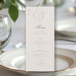 Menu Roses Formal Modern Classic Ecru Elegant Wedding