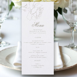 Menu Roses Formal Modern Classic Pearl Elegant Wedding