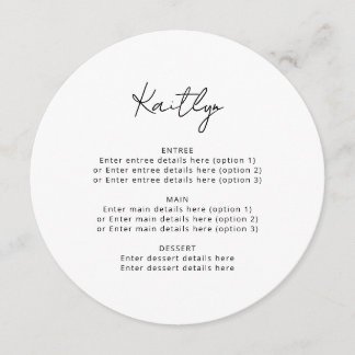 Menu Round de Casamento de Nome Simples e Minimali