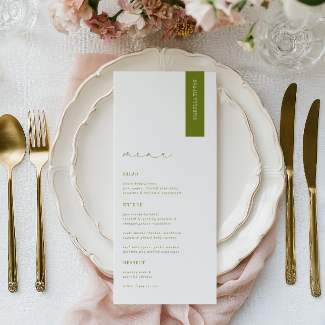 Menu ROWAN Modern Wedding Place Card (Criador carregado)