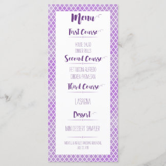 Menu roxo de Quatrefoil